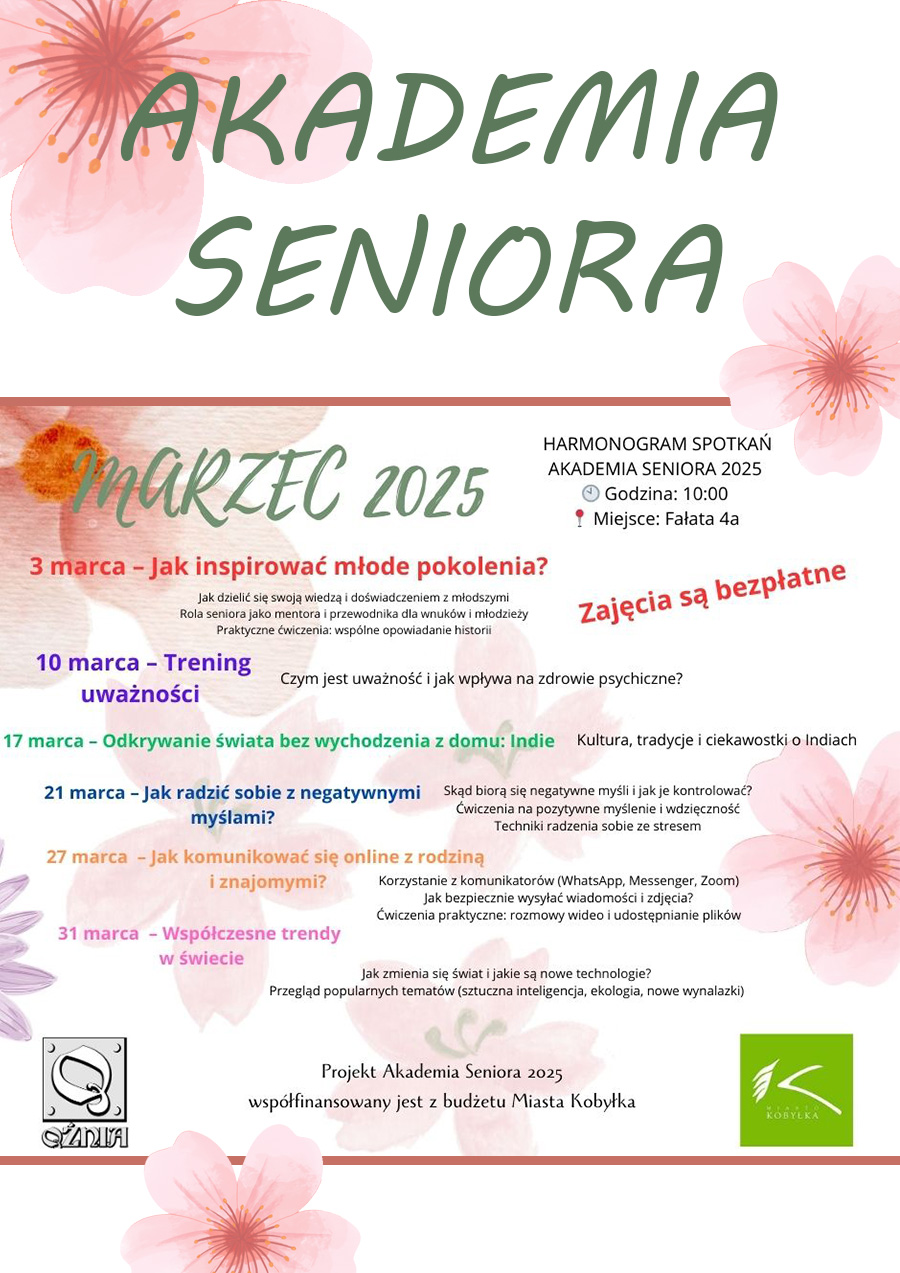 Na plakacie widzimy informacje dotyczące wydarzeń
